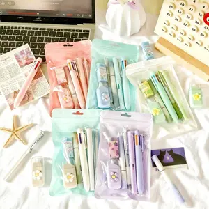 6/12/18 Pcs Stationery Set, Includes Neutral Pens, Erasers, Six-Color Ballpoint Pens, Multifunctional Writing Tools, Ballpen Set, Perfect Office, Study & School Supplies for Christmas gift