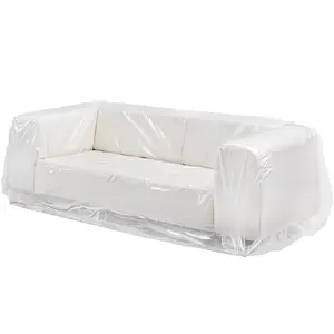 Transparent Heavy Duty Plastic Sofa Cover, 4 Mil LDPE Couch Protector, Waterproof Dust & Scratch Resistant Furniture Bag for Moving, Storage, Renovation, 92 x 62 x 42 Inches