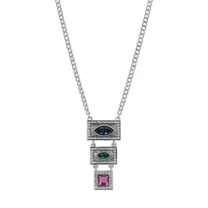 1928 Jewelry Vivida Multi Austrian Crystal Linear Drop Pendant Necklace 16" + 3" Extender