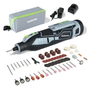 #JumpstartSale WORKPRO 12V Cordless Rotary Tool Kit, 5 Variable Speeds, Powerful Engraver, Sander, Polisher, 114 Easy Change Accessories, Craft Tool for Handmade and DIY