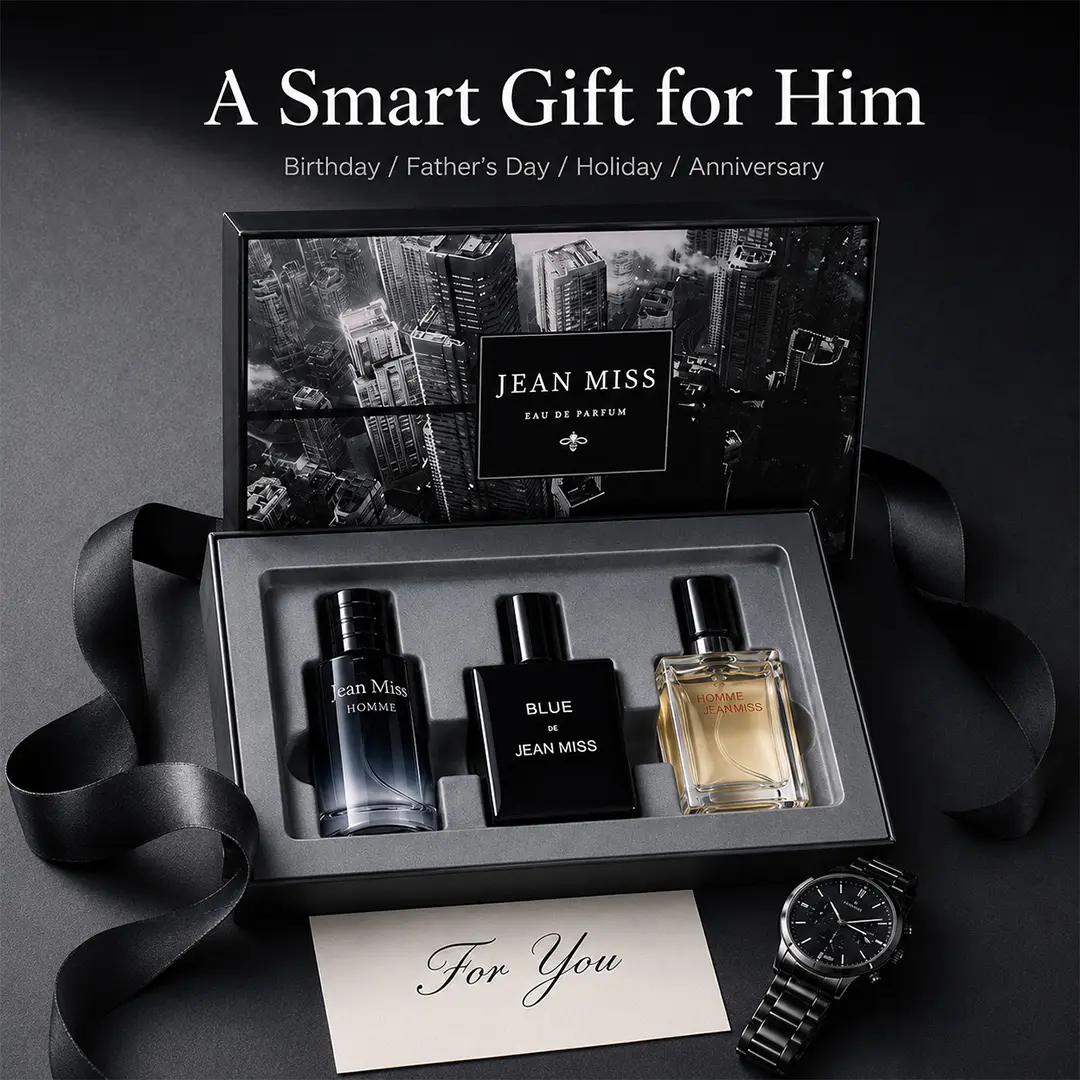 JEAN MISS Men’s Cologne Gift Set, 3 x 30ml Eau de Toilette | Long-Lasting Woody Vanilla Scent for Work, Commutes & Date Nights | Gift for Him|cologne for men|long lasting perfumes|perfume para hombres|men's colognes