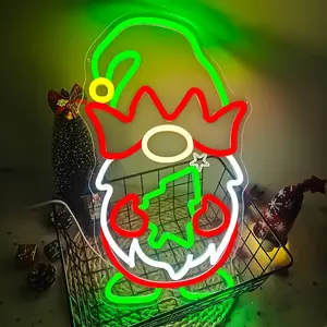 1pc Christmas Grinch Neon Light, Wall Mounted LED Adjustable Neon Signs for Xmas Decorations,  Holiday Atmosphere Home Office Shop Window Decor, Christmas Gift