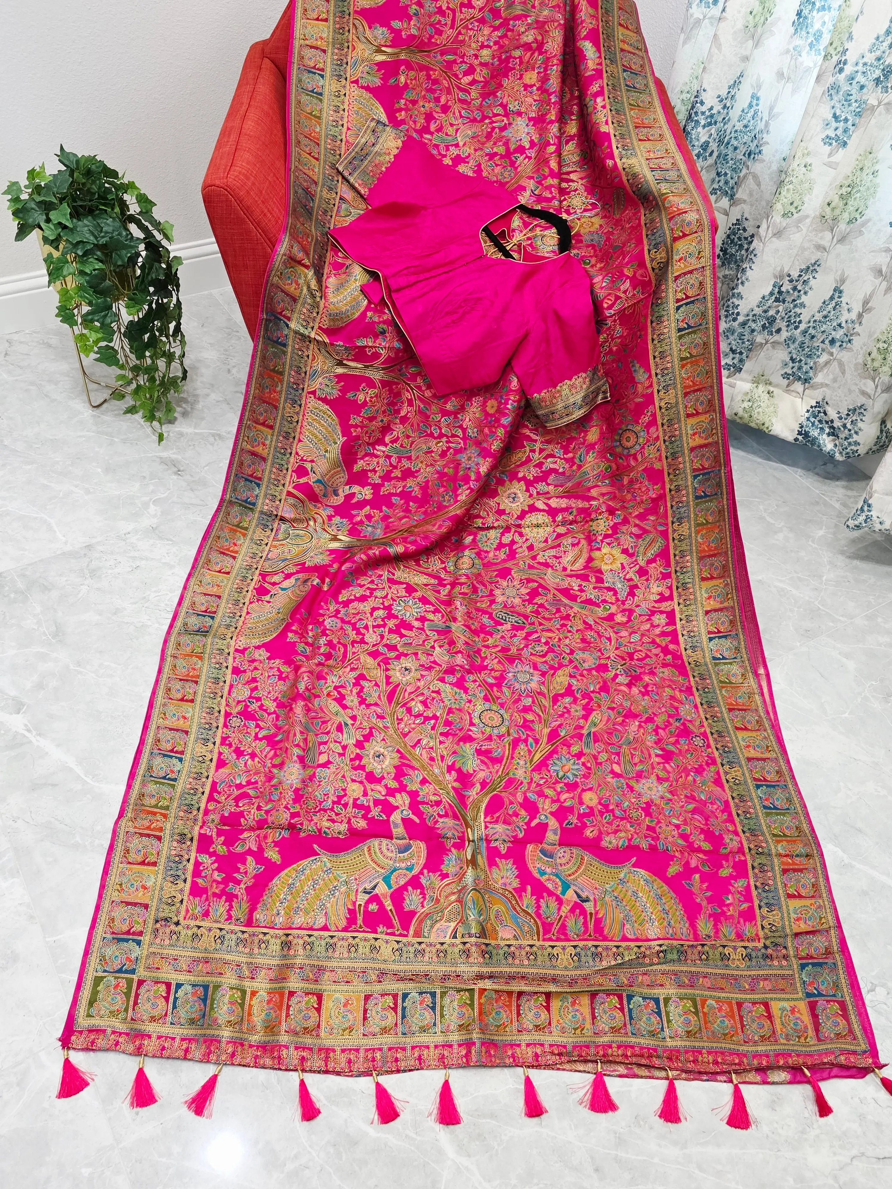 Kashmiri Emporium Design Soft Silk Banarasi Saree with Stitched Blouse