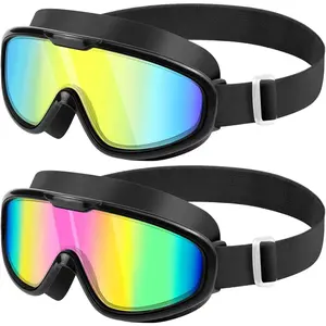 Swim Goggles 2 Pack, Wide View Anti Fog&UV Comfort Fabric Strap No Leaking Swimming Goggles for Adult Men Women Youth