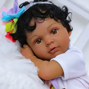 Lifelike Reborn Baby Dolls Black Girl -Anna, 20 Inches Realistic Baby Dolls with African American Vinyl Weighted Body-Newborn Baby Doll Gift Set for Kids Age 3+ Christmas, Halloween Gift