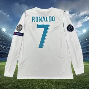 2017 2018 Home White No.7 Ronaldo Long Sleeved Soccer Jersey