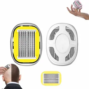 Men's Stainless Steel Double-Blade Shaver, Portable Grooming Head Shaving Tool with Precise Cut, Self-Shave Beard Hair Clipper, Ideal for Daily Use & Travel Gifts (Yellow)