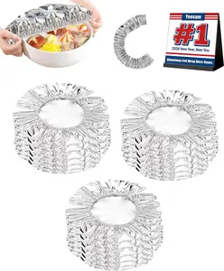 50PCS Reusable Aluminum Foil Food Covers – Upgraded Thickened Elastic Bowl Covers, 110℃ Heat-Resistant Fresh Keeping Insulation Wraps for Plates, Dishes, Leftovers & Food Storage