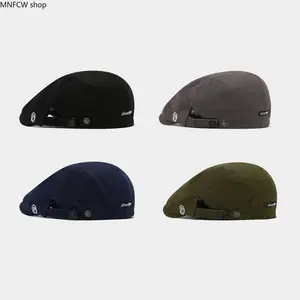 Unisex Retro Letter-Embroidered Round Beret/Newsboy Cap - Edgy Backward-Wear Painter Hat for Daily Streetwear & OOTD