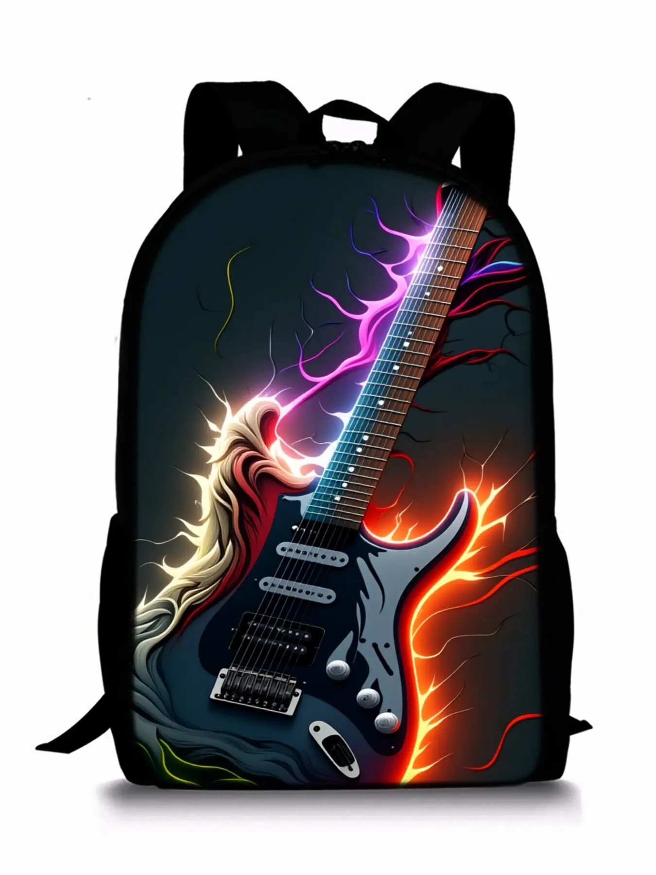 Lightning Guitar Pattern Print Single-Layer Backpack