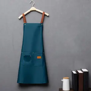 Household Kitchen Apron, 1 Count Brown Apron for Cooking Catering Coffee Shop with Cross Straps, Dirt Resistant Apron, Coffee Leader Apron