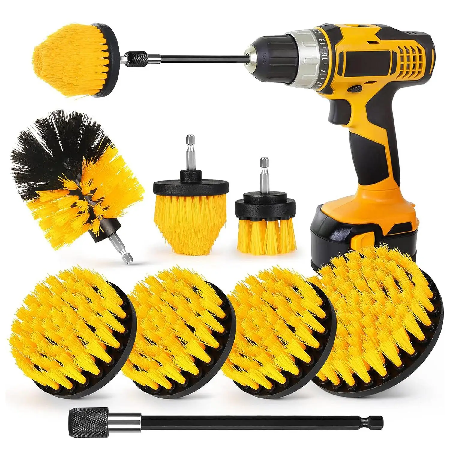 Drill Brush Attachment Tools Set without Power Drill, Power Scrubber Cleaning Brush Kit, Cleaning Drill Brush for Grouted Floors Bathroom Kitchen Auto