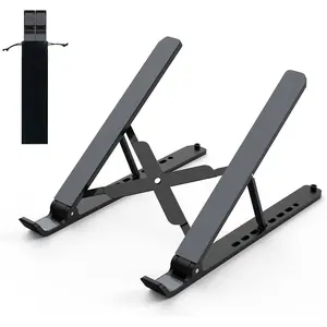 Laptop Stand for Desk, Adjustable Laptop Riser ABS+Silicone Foldable Portable Notebook Holder, Ventilated Cooling Notebook Mount Computer Stand for 10-15.6" Laptops,Tablets-Black