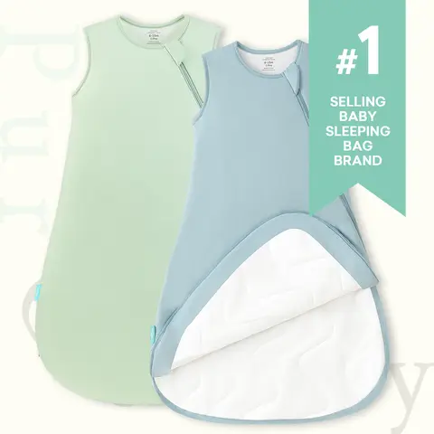 PurComfy Unisex 2-Pack Bamboo Infant Sleep Sack - 0-2 Years Newborn Wrap, 0.5/1.0/2.5 TOG Premium Stretchy Wearable Blanket, Double Zipper, Easy Care, 100% Polyester Wadding Sleepwear