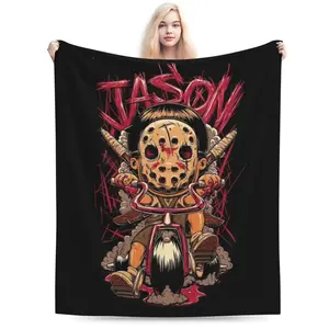 Jason Voorhees horror themed soft flannel blanket, soft and warm, perfect for all seasons, perfect for the couch, office and travel - ideal gift blanket plushthin quilt holiday gift Intense Nacho Printed Flannel Blanket