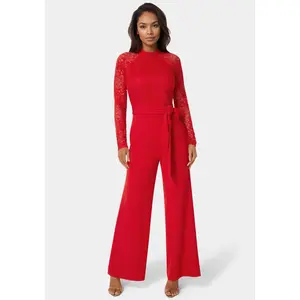 Lace Bodice Straight Leg Jumpsuit