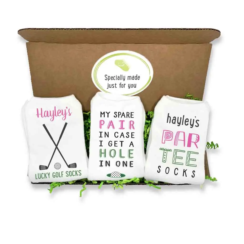 Personalized Women’s Golf No Show Socks Gift Box | Custom Golf Gift