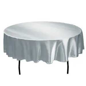 Tektrum 70inch/90inch Round Silky Satin Tablecloth - Premium Fabric - Best for Wedding Party Banquet Events Restaurant Kitchen Dining Decoration - Silver Color