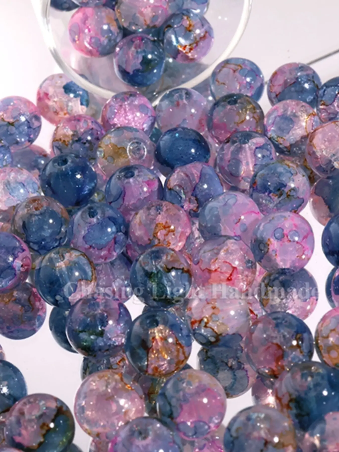 50pcs 10mm Blue Dreamland Weave Dream Snowflake Glass Beads, Dual-Color Gradient Beads, DIY Jewelry Making Supplies, Craft Essentials, Premium Glass Beads, DIY Beading Accessories, Decorative Beads, Beads For Crafts