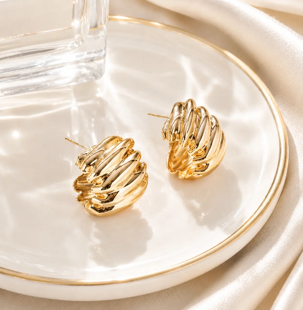 18k Gold Plated Earings for Women | 304 Stainless Steel PVD Coated | Waterproof,Non -Tarnish & Hypoallergenic