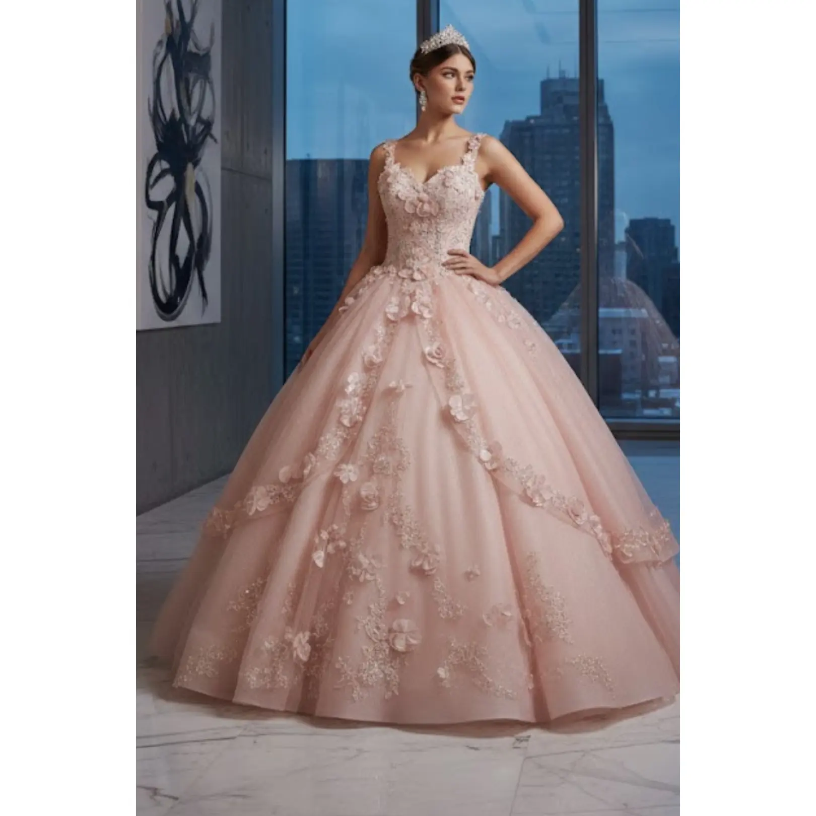 Plus Size Ball Gown in Rose Gold | Formal Quinceanera Dress