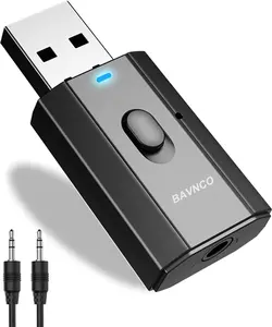 Bluetooth Car Adapter, Mini Bluetooth .Stereo Transmitter Receiver, Wireless .mm Aux Jack HandsFree Calls Kit Audio Adapter Builtin Mic for Car Speaker, Home Stereo, Headphones, PC,TV More