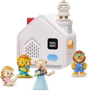 Al Children's Storytelling Machine Toys with 5 Lion Family Dolls Screen-Free Interactive Educational Audio Learning Toy Parental Control Story Player Christmas Birthday Gift for Kids 3-8