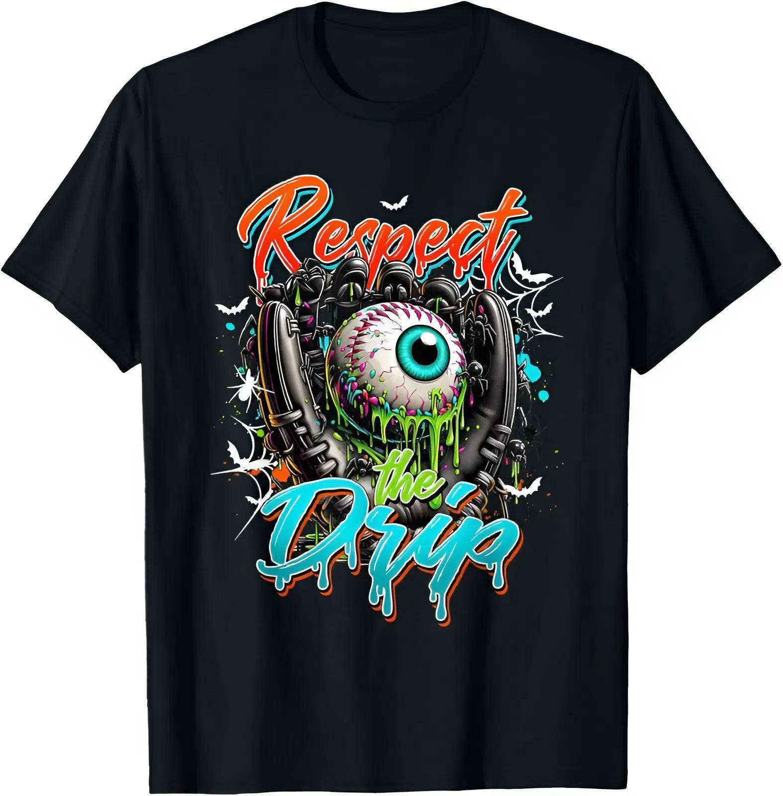 Youth And Adult Ice Cream Drip Ghost Baseball Spots Baseball Drip Halloween T-Shirt Cotton Fabric, pumkin season,boys clothing, Trending tee, youth clothing, birthday gift, Family shirt, Game day outfit, gift for son, holiday outfit, funny shirt
