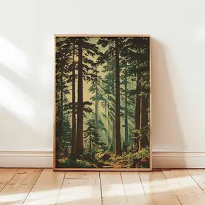 Pine Trees Poster, Nature Wall Art, Forest  poster, Evergreen Decor, Woodland Poster, Tree Art  poster, Botanical Gift Idea