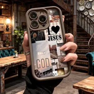 Trendy Jesus Christian Faith Collage Aesthetic Phone Case for iPhone 17 16 15 14 Pro Max 13 12 11 XR XS Plus Shockproof Anti Drop Protective TPU Case