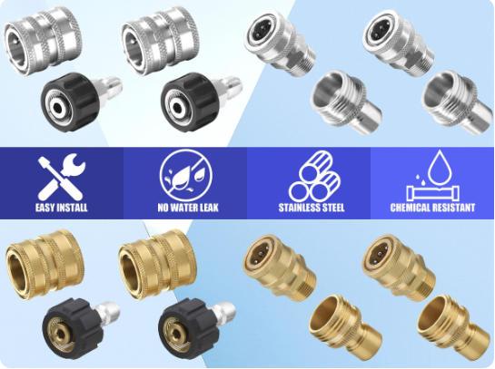 Ultimate Pressure Washer Adapter Set, Stainless Steel Universal Fittings, M22 Swivel to 3/8 Inch Quick Connect, 3/4 Inch to Quick Release, 8-Pack, father's day gift Ultimate Pressure Washer Adapter Set, Stainless Steel Universal Fittings, M22 Swivel to 3/8 Inch Quick Connect, 3/4 Inch to Quick Release, 8-Pack, father's day gift