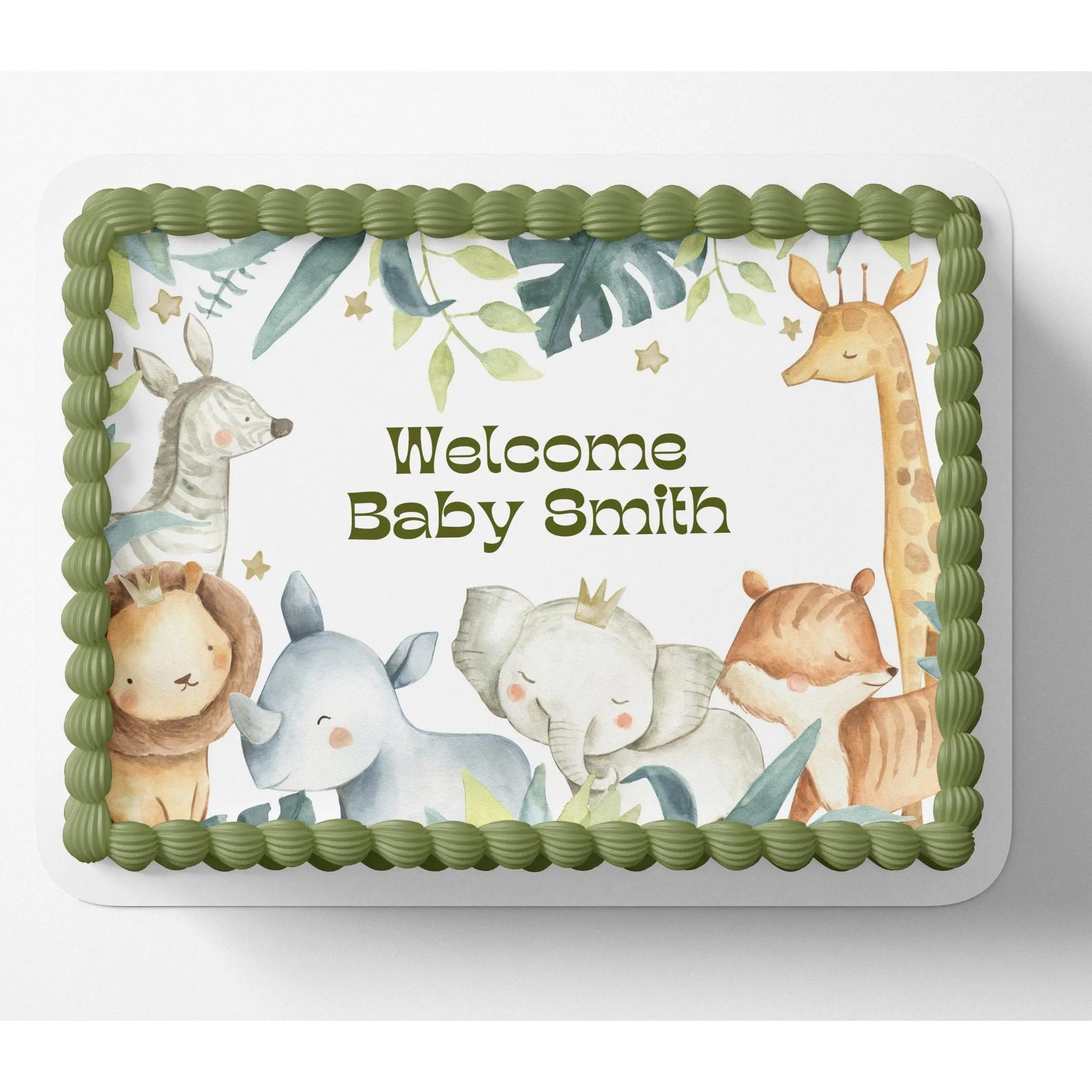 SAFARI BABY SHOWER Cake Topper Edible Image Jungle baby shower Edible Image Safari Baby shower cake Decorations Personalized cake topper