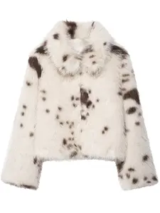 Women's Faux Fur Leopard Print Jacket, Front Pocket Short Coat, Casual Animal Pattern Outerwear, Stylish Fall & Winter Fashion, Casual Fashionable Jacket