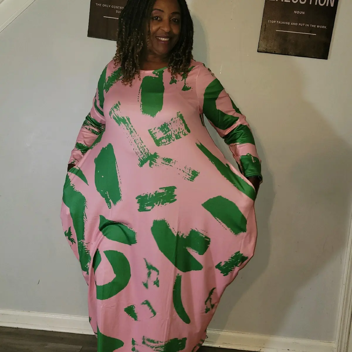 Pink & Green  Comfy Dress