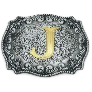 valentines gifts Western Belt Buckle Initial Letters ABCDEFG to Y Silver Large Belt Buckle for Men Women