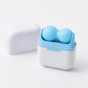 Ice Roller for Face & Neck, Reusable Cooling Facial Massager with Dual Roller Balls, Portable Cold Therapy Roller for Puffy Eyes, Jawline, Neck & Skin Care, Includes Storage Case