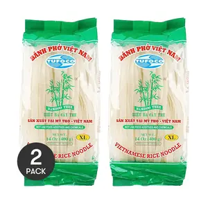 2 Pack BAMBOO TREE Extra Wide Rice Noodles (10mm), Vietnamese Pho Noodles, XL Flat Rice Noodles, 400g Each