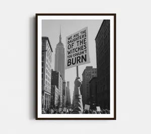 (No Frame) Feminist Protest Print Women's Rights Poster, Retro Activist Feminism Art - Black & White Wall Decor