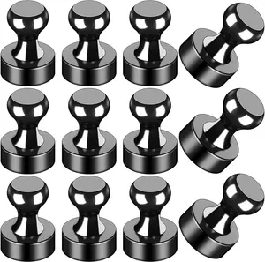 Fridge Magnets 12Pcs Refrigerator Whiteboard Small Strong Magnet Classroom Kitchen Accessories Decorative Locker Set Decor Must Haves Office Calendar Refrigerador Magnetic Cute Crafts Black