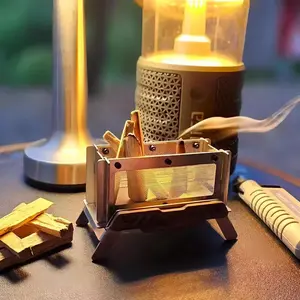 Stock Mini Stove Wood Burning Multi-fuel Portable Stainless Steel Camping Stove  Outdoor Heating Cooking  Hiking