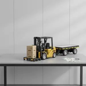 1:64 Mini Remote Control Forklift Crane Set with Trailer, 2.4g Wireless Control, Simulation Engineering Toy, Unisex Gift for Kids, Rc Construction Vehicle
