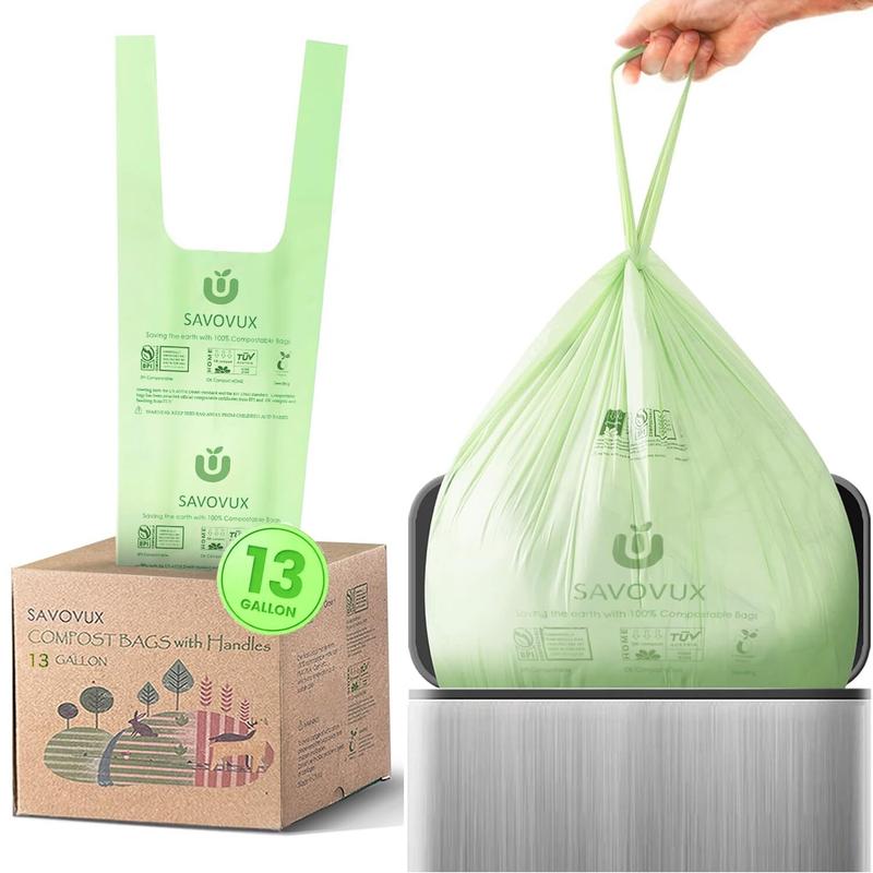 13 Gallon Compost Bags - Tall Kitchen Garbage trash Bags with Handles ...