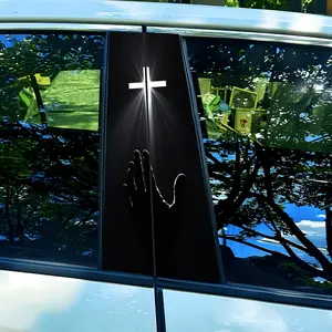 Cross B Pillar Car Sticker Set, Vehicle Exterior Decoration, Durable Vinyl, Easy to Apply, No Residue, Scratch-Resistant, Waterproof, Self-Adhesive, Jesus Faith Gift