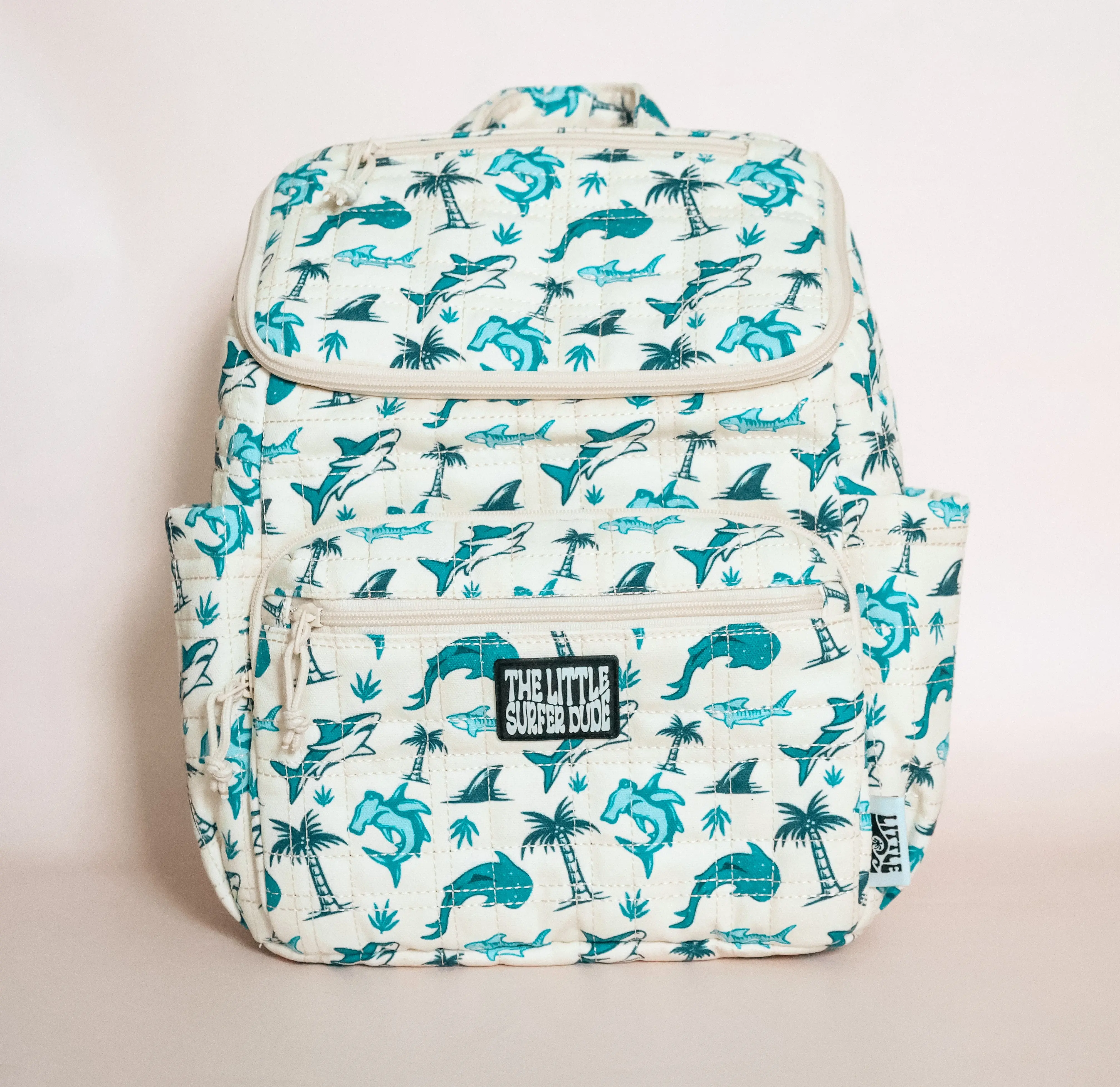 Shark Backpack, Quilted Cotton Canvas Everyday Backpack with Luggage Sleeve