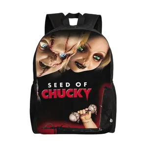 Lightweight Chucky Backpack Cute Cartoon Chucky muñeco Travel Casual Laptop Backpack 17 inch Outdoor Daypack Chucky doll essentials for birthday, anniversary, party gifts