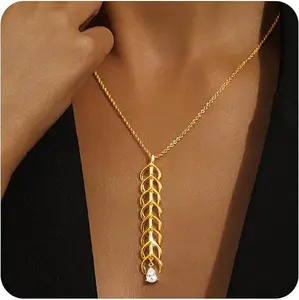 Cicy Bell Women's 18k Gold Plated Lucky Dainty Necklace with Moonstone Pendant 17.7'' Chain 2'' Extender Ideal Gift for Special Occasions