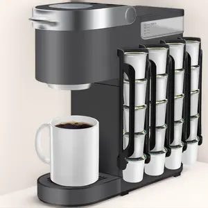 K Cup Holder for Keurig Coffee Pod Holder for Counter Small Space Wall Mount 2PC Expandable Capacity 5 Capsules Easy Install High Quality Plastic Save Space Convenient Expandable
