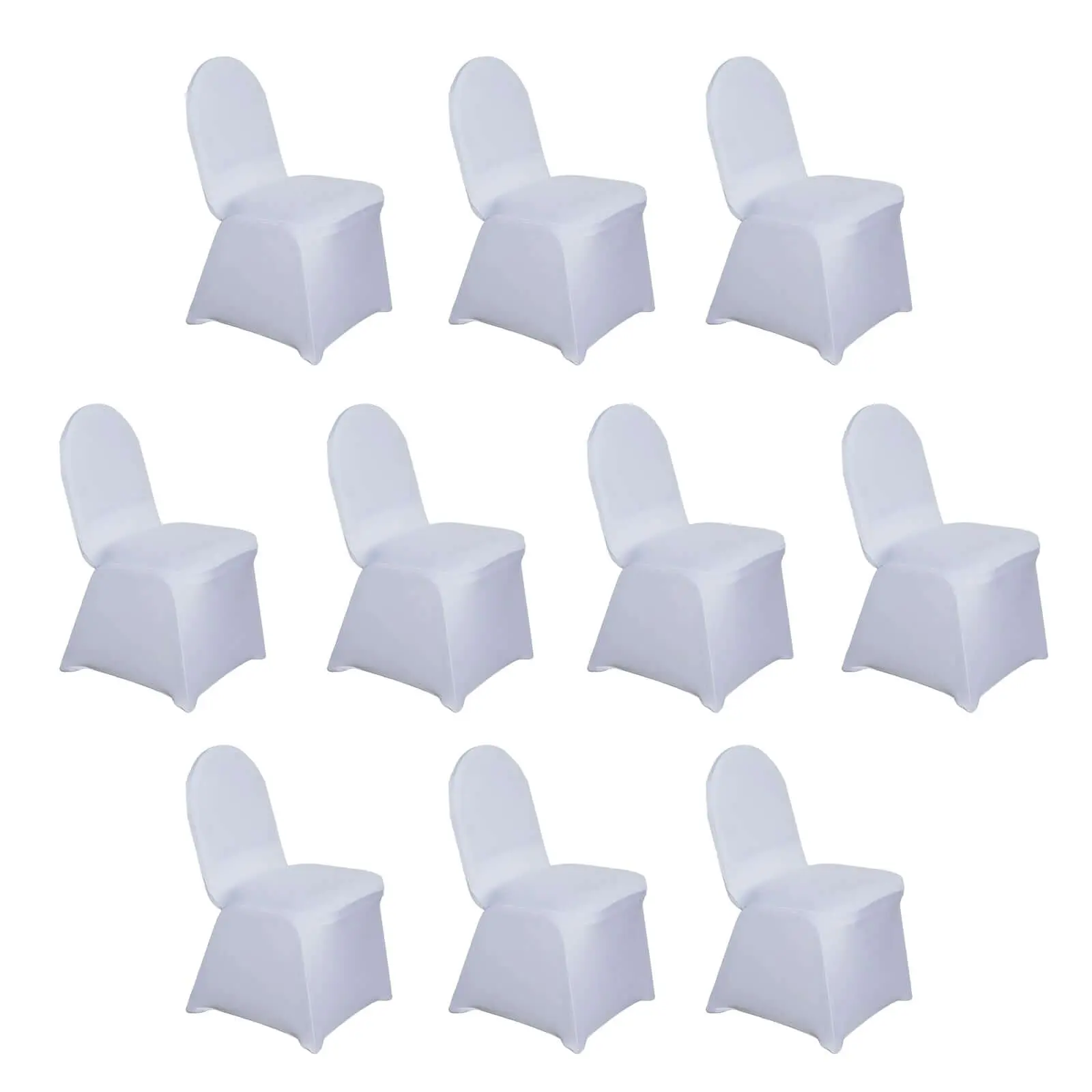 10-Pack White Solid Spandex Fitted Party Chair Covers, Reusable Stretch Slip-On Washable Chair Slipcovers for Weddings, Events