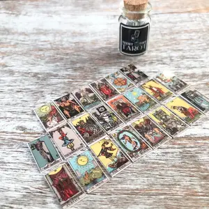 Teeny Tiny Tarot Cards | 22 Major Arcana in Mini Glass Bottle | Portable & Gift-Ready | Galaxy Design
