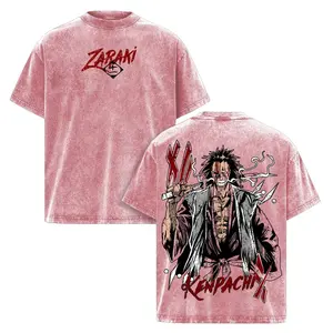 Kenpachi Zaraki Oversized Tee – Bleach Anime Graphic T-Shirt, Vintage Washed Acid Wash Cotton Shirt, Dark Anime Streetwear, Soft Casual Unisex Apparel, Manga Fan Gift, Kenpachi Soul Reaper Aesthetic Top